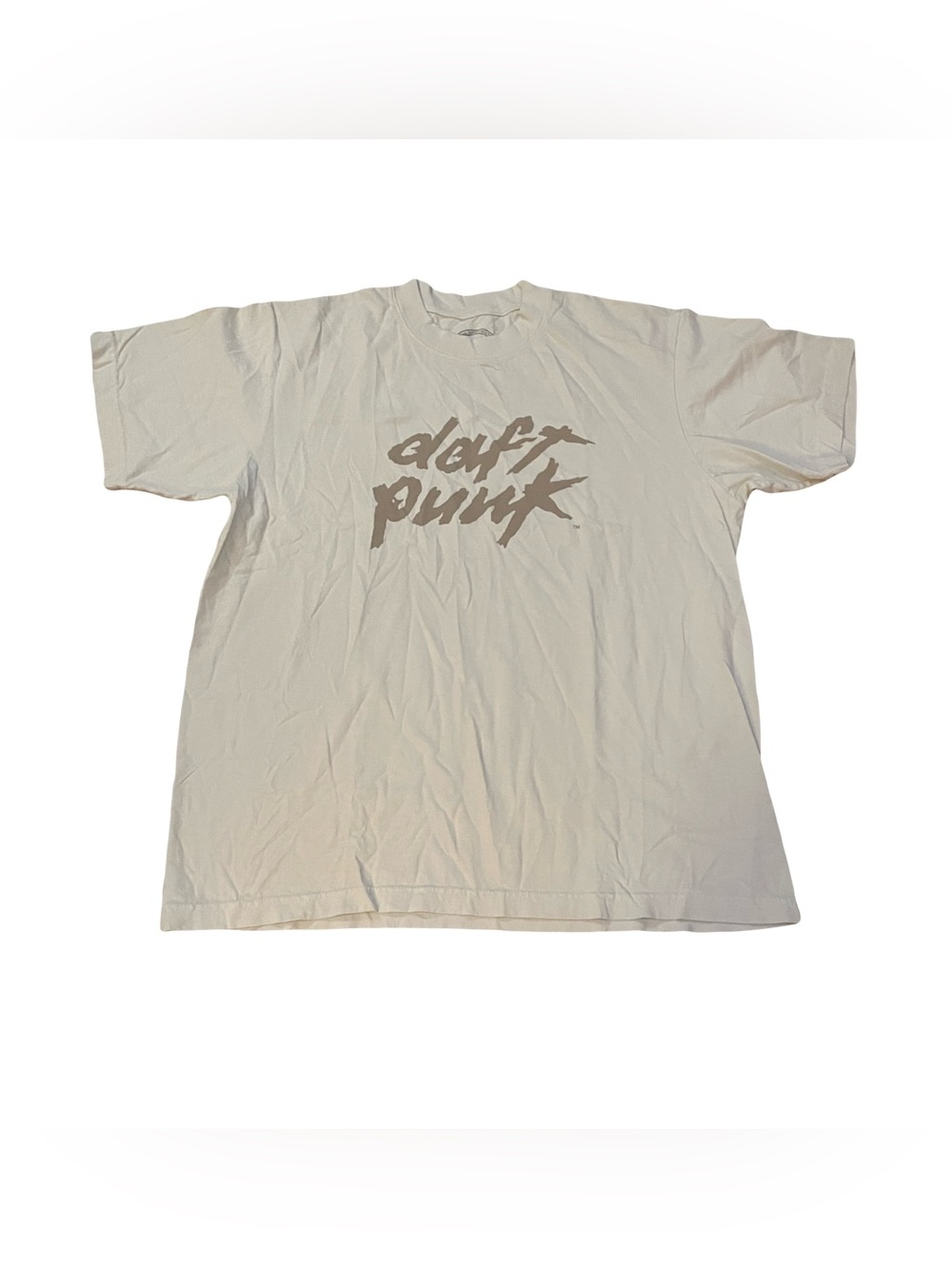 Daft Punk LARGE Logo Tee in Light Beige NEW